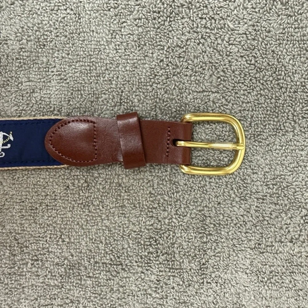 Leather Man Limited Mens Anchor Nautical Surcingle Belt Brown Leather Navy 42